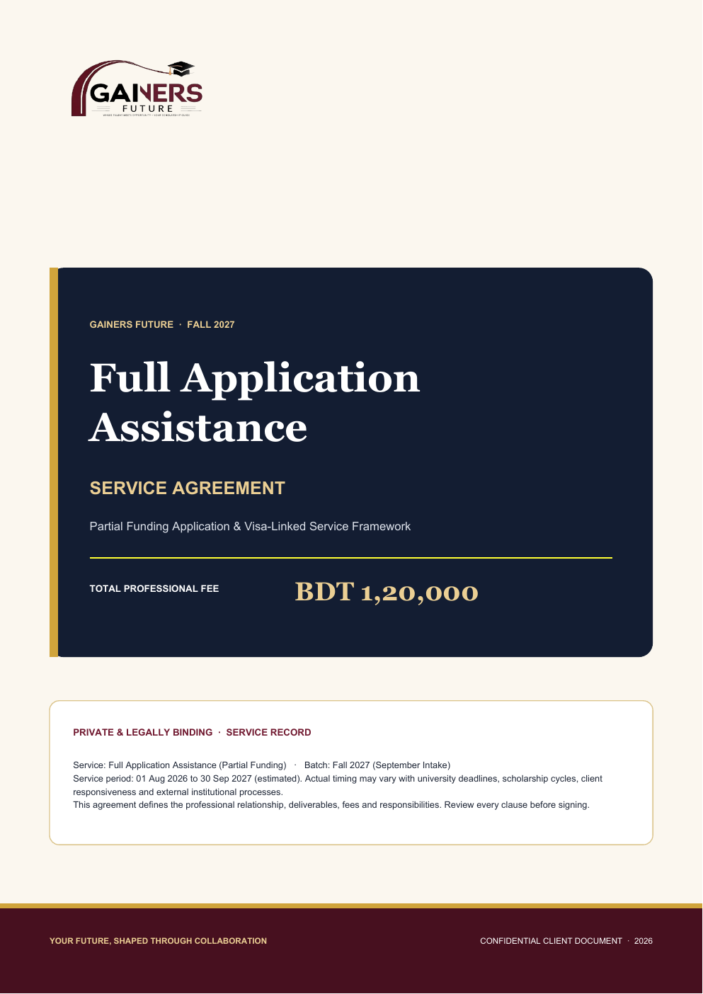 Partial Funding Service Agreement page 1