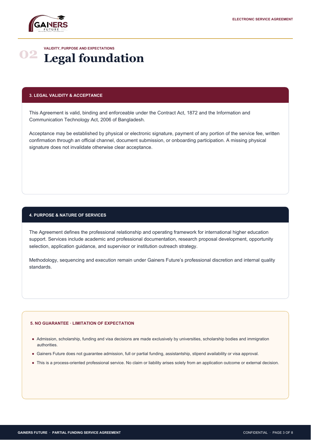 Partial Funding Service Agreement page 3
