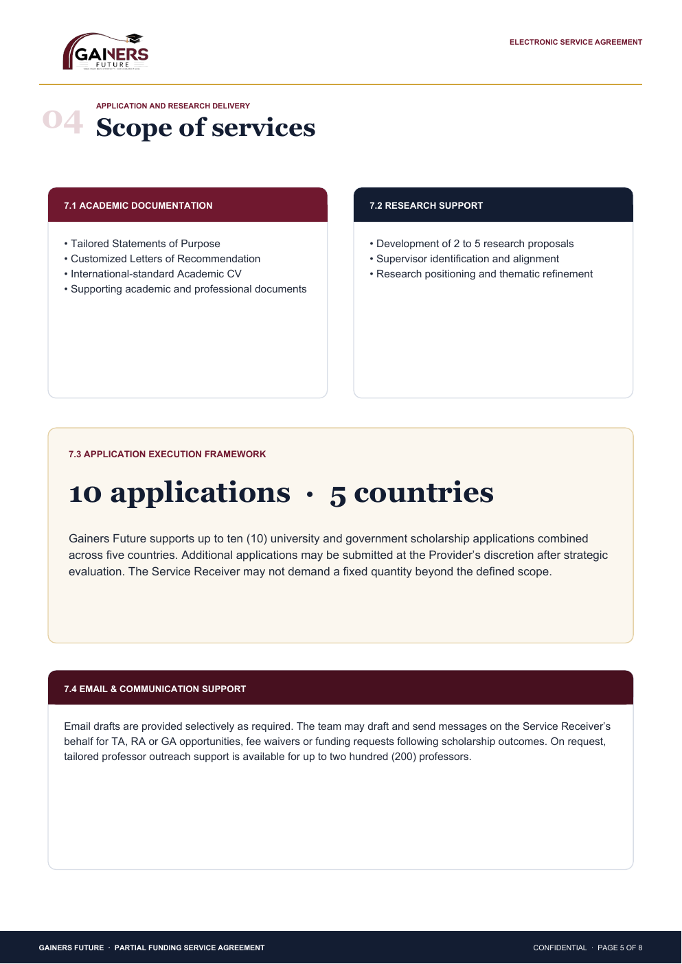 Partial Funding Service Agreement page 5