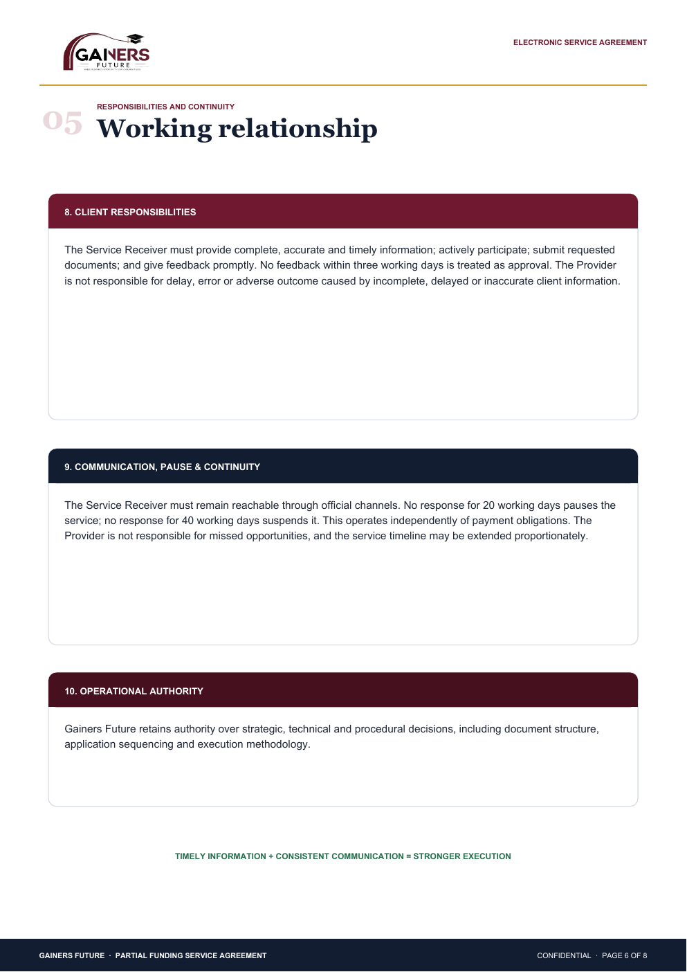 Partial Funding Service Agreement page 6