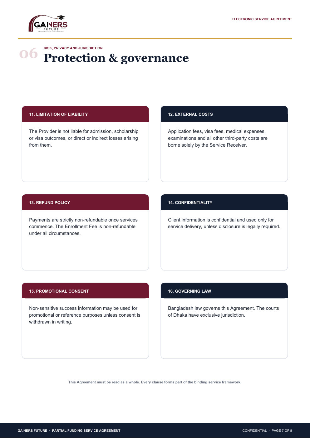 Partial Funding Service Agreement page 7